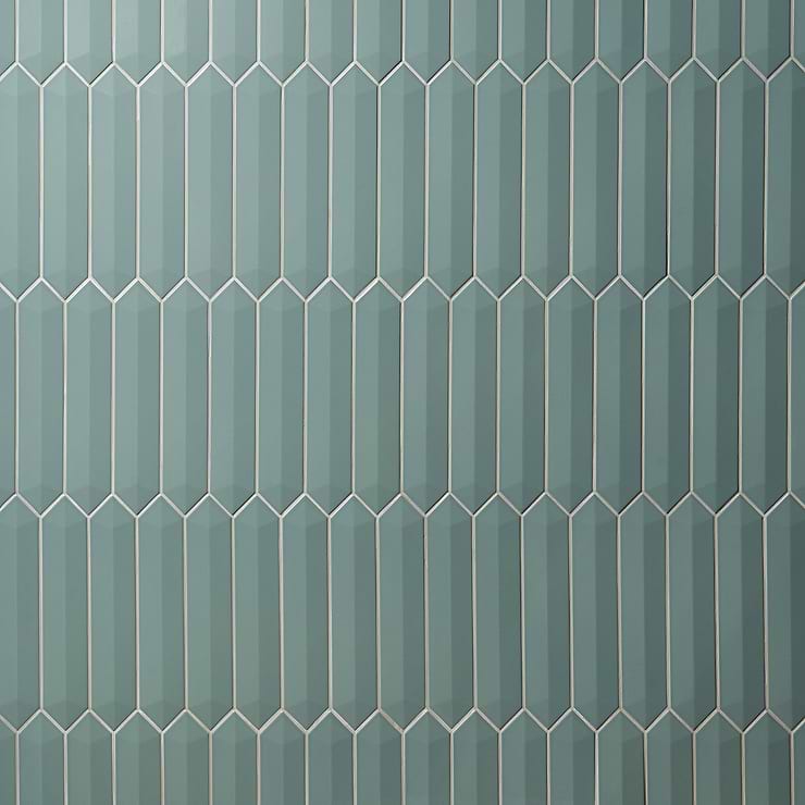 Kent Jade Green 3D 3x12 Contour Picket Polished Ceramic Wall Tile