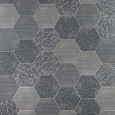 Texstone Deco Antracita Dark Gray Porcelain Matte Hexagon Tile  - Sample