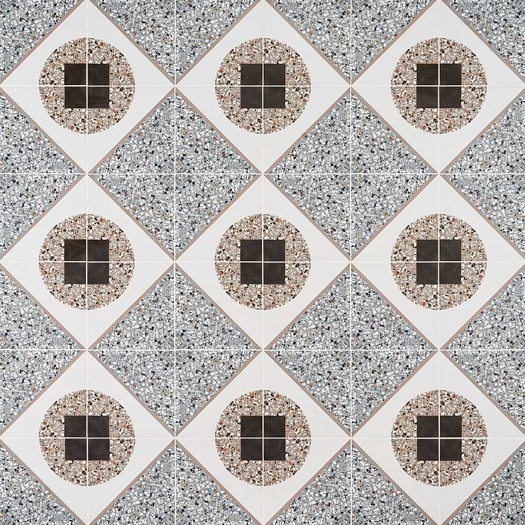 Chips Deco Azur Multicolor 8x8 Terrazzo Look Matte Porcelain Tile