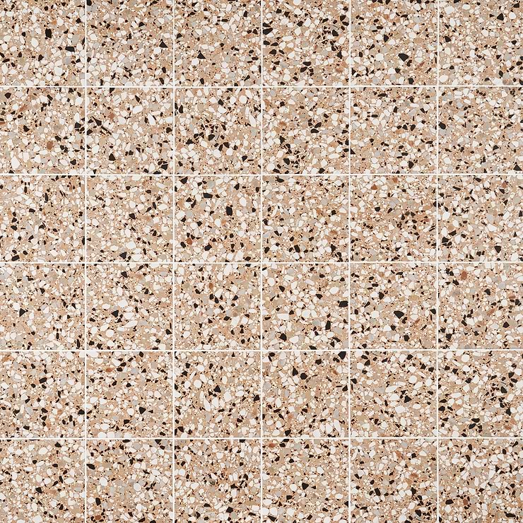 Chips Macro Terracotta Coral Orange 8x8 Terrazzo Look Matte Porcelain Tile