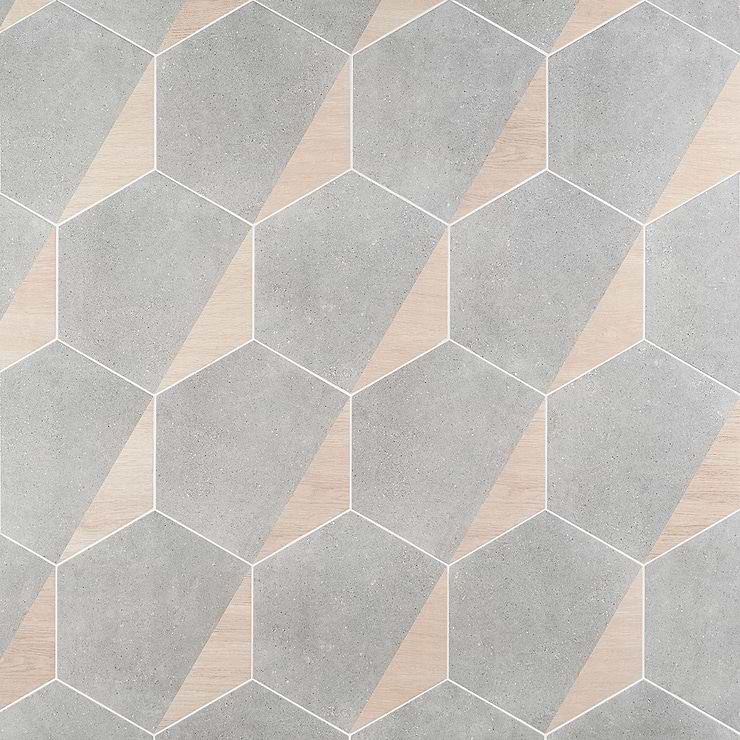 Pergola Wood Gray 12.5" Hexagon Matte Porcelain Tile