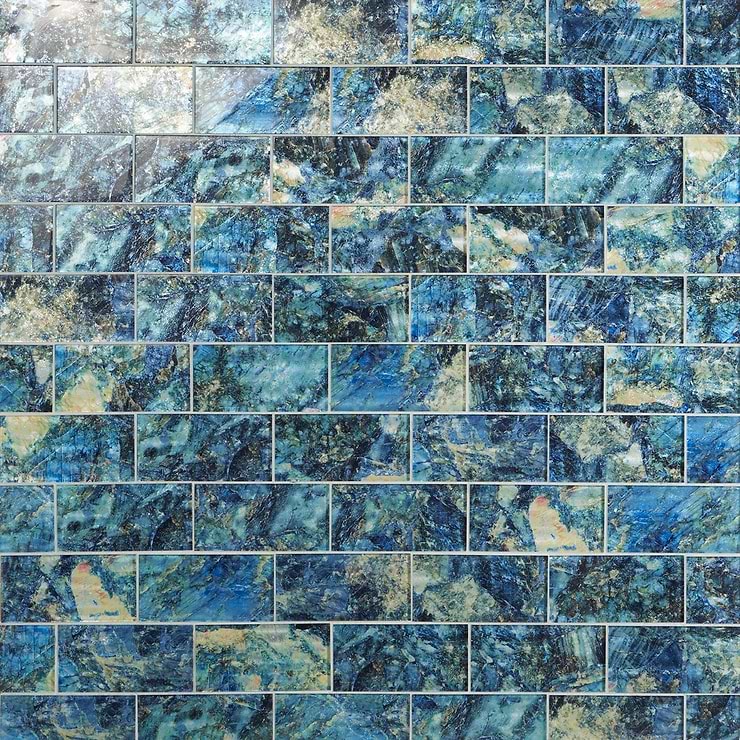 Gem Azul Blue 4x9 Polished Glass Tile