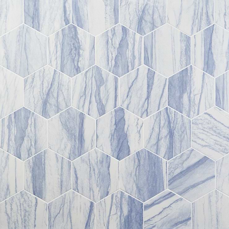 Macauba Azur 10" Hexagon Matte Porcelain Tile