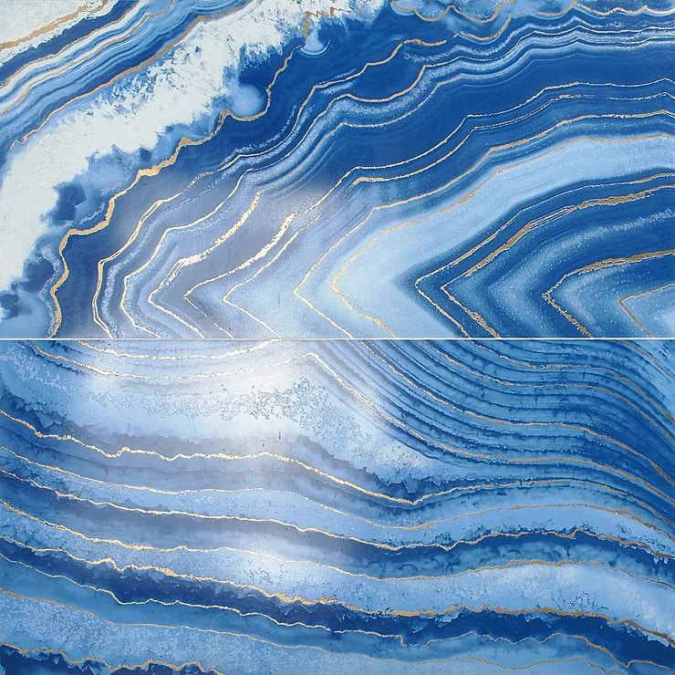 Agate Art Azul Blue 24x48 Artisan Decor Polished Porcelain Tile