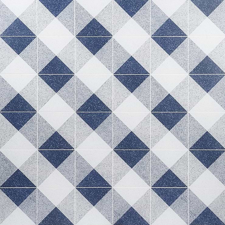 Art Geo by Elizabeth Sutton Terrazzo Deco Blue 8x8 Matte Porcelain Tile: Pattern 2
