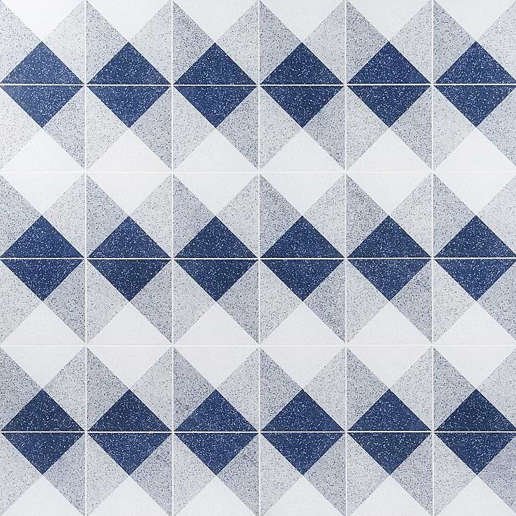 Art Geo by Elizabeth Sutton Terrazzo Deco Blue 8x8 Matte Porcelain Tile: Pattern 3
