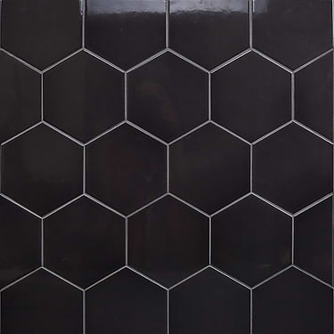 Exagoni Puro Dark Gray 6x7 Hexagon Polished Ceramic Tile