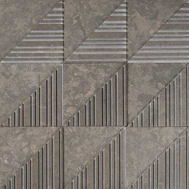Barcode Medio Nova Gray 8x8 Textured 3D Honed Marble Tile by Michael Habachy