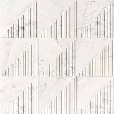 Barcode Medio Carrara White 8x8 Textured 3D Honed Marble Tile by Michael Habachy