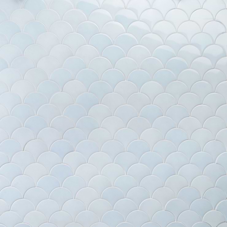 Highwater Maya Blue 2x5 Fishscale Polished Ceramic Wall Tile