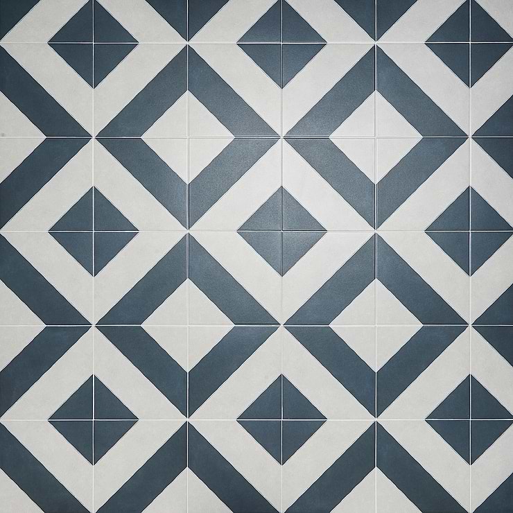 Auteur Diagonals Navy 9x9 Porcelain Tile: Pattern 2