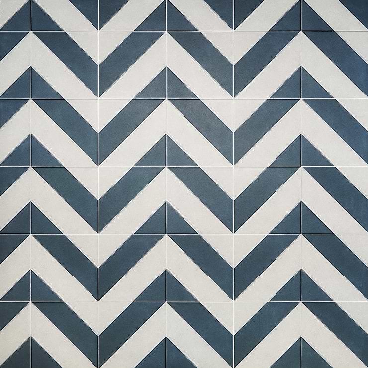 Auteur Diagonals Navy 9x9 Porcelain Tile: Pattern 4 
