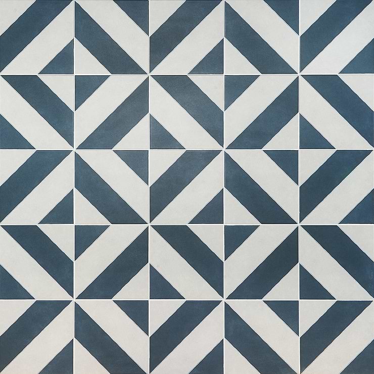 Auteur Diagonals Navy 9x9 Porcelain Tile: Pattern 4 