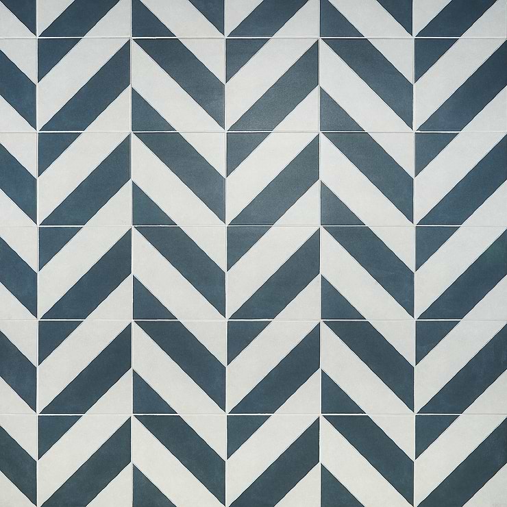 Auteur Diagonals Navy 9x9 Porcelain Tile: Pattern 4 