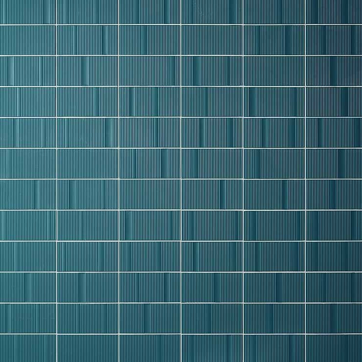 Division Aqua Teal Green 8x16 Fluted 3D Matte Ceramic Wall Tile