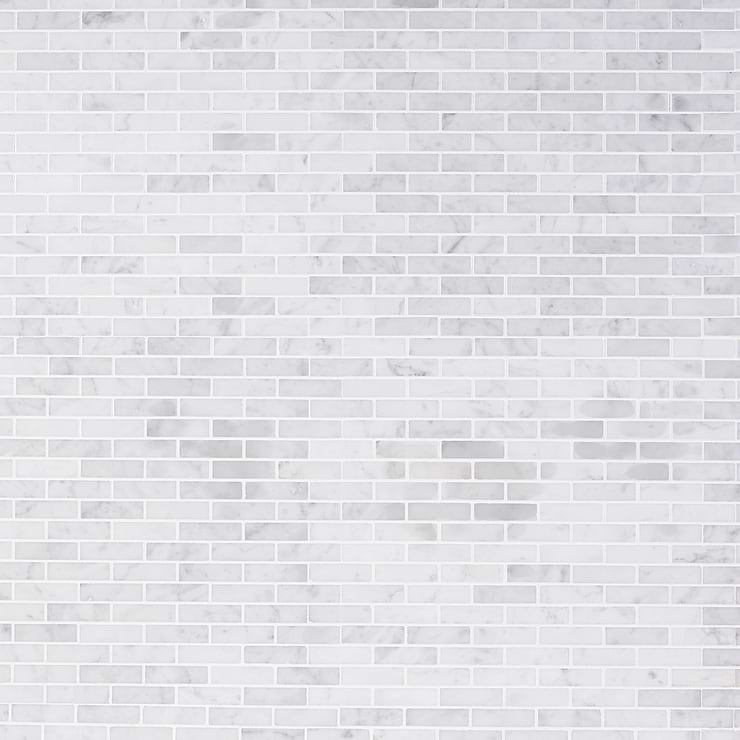 Disco-Carrara 1/2x2 Marble Polished Mosaic Tile