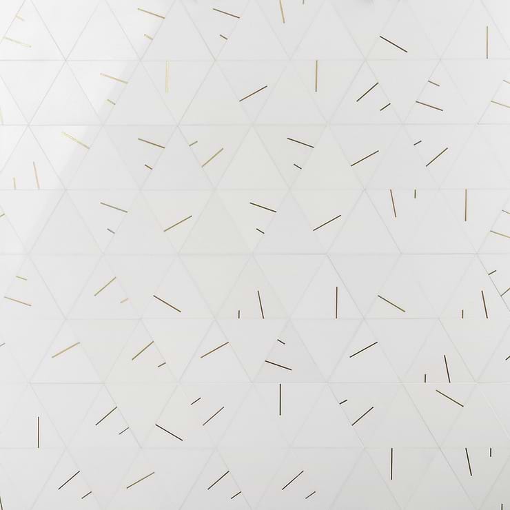 Ravi Thassos Polished Marble and Brass Mosaic Tile