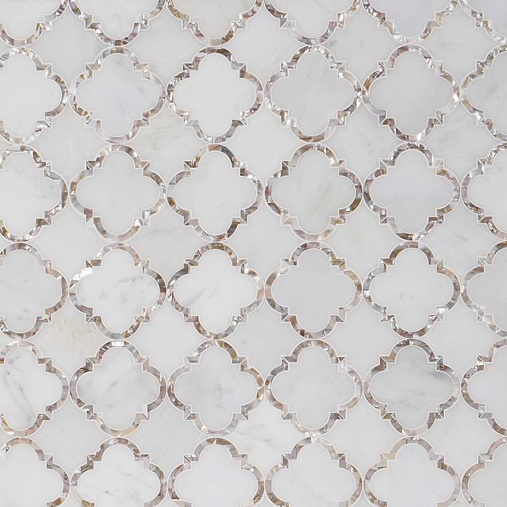 Cassie Chapman Eva Polished Marble & Mother of Pearl Arabesque Mosaic Tile