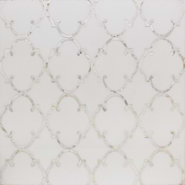 Highland Marrakesh White Thassos Marble With Pearl Shell Polished Mosaic Tile - Sample