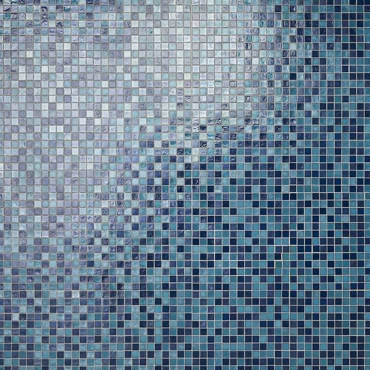 Ohana Small Squares Sapphire Blue 1x1 Glass Mosaic Tile