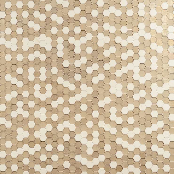 Ohana Bronze 2" Hexagon Polished Glass Mosaic Tile