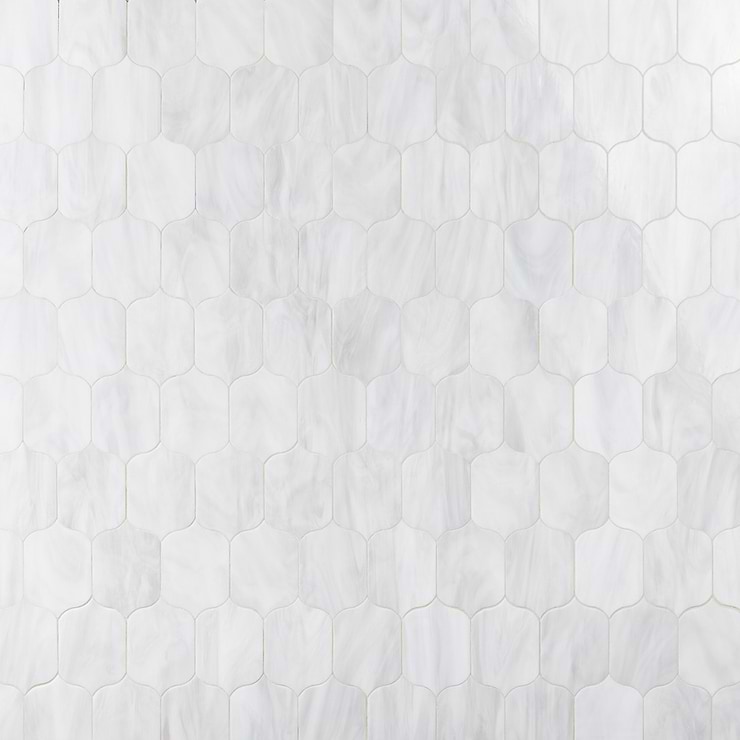 Bespoke Rain Cloud White 4x6 Lantern Polished Glass Mosaic Tile