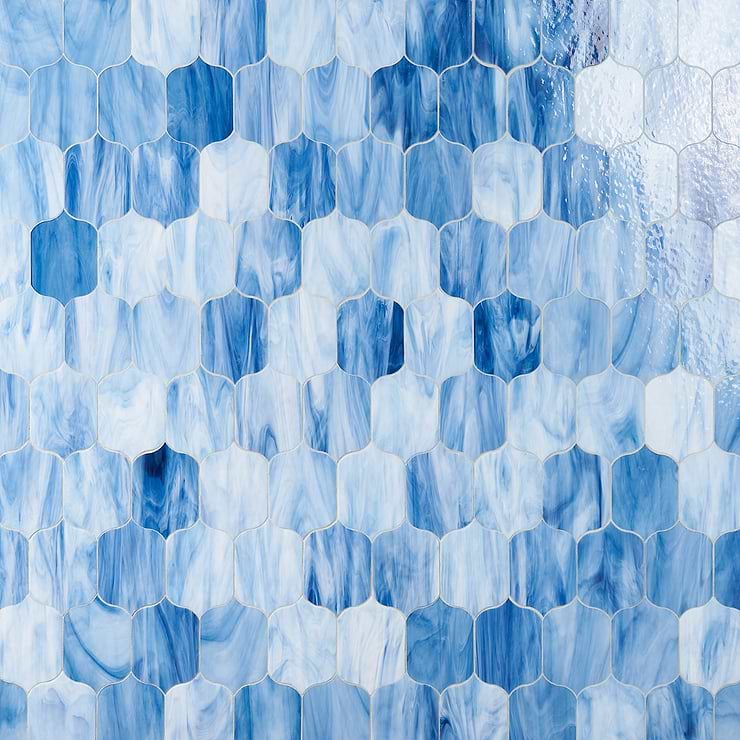Bespoke South Beach Blue 4x6 Lantern Polished Glass Mosaic Tile