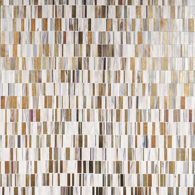 Bespoke Stacked Astral Metallic Polished Glass Mosaic Tile