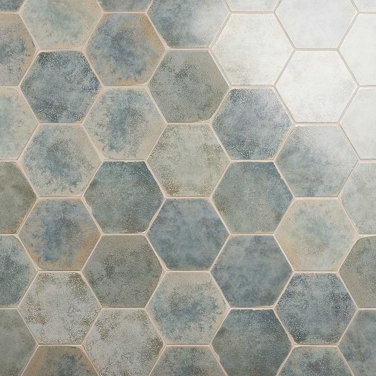 Kalay Green 9" Hexagon Polished Porcelain Tile