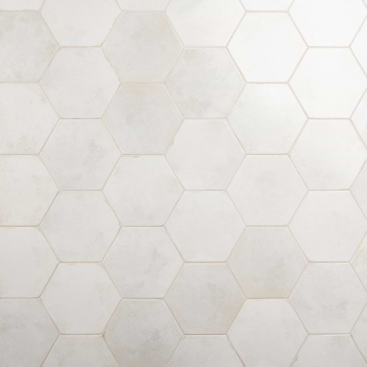 Kalay White 9" Hexagon Polished Porcelain Tile