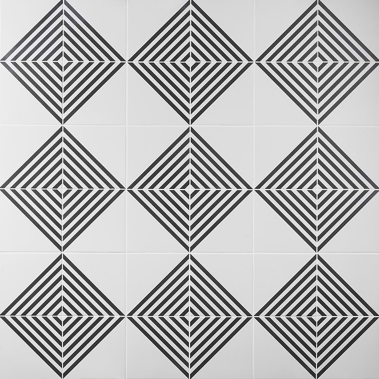 B2W Stripe Positive 8x8 Matte Porcelain Tile