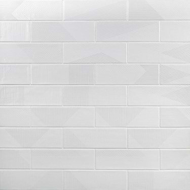 Enigma White 2x8 Polished Textured Ceramic Wall Tile - Sample