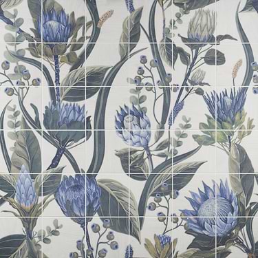  Wilder Protea Leaves Mural 8x8 Matte Porcelain Tile by Angela Harris - Sample