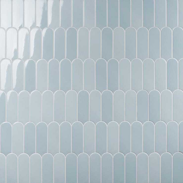 Parry Blue 3x8 Fishscale Glossy Ceramic Wall Tile