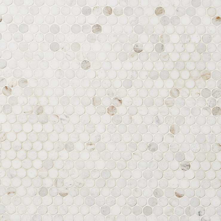 Alaska White 3/4" Penny round Polished Mosaic Tile