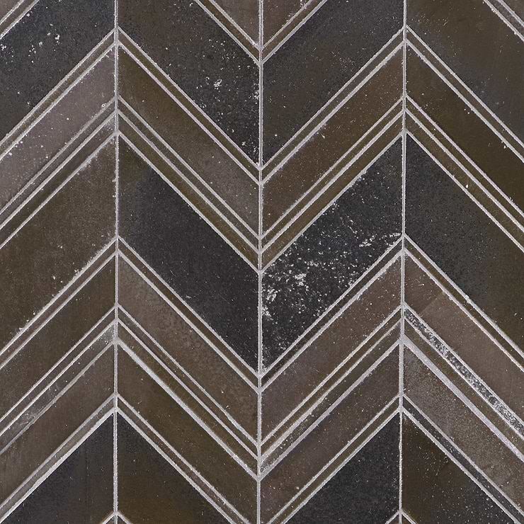Magma Chevron Venice Bronze Lava Stone Polished Mosaic Tile