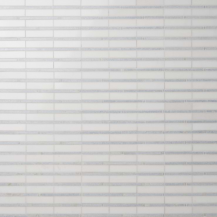 Rattan White Thassos & Blue Celeste Polished Marble Mosaic Tile