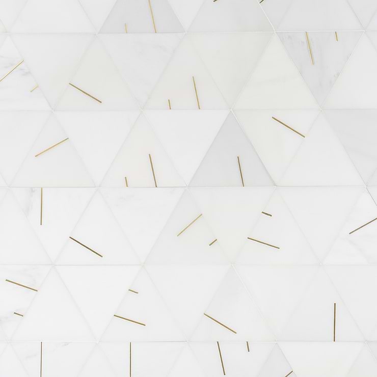 Ravi Asian Statuary Polished Marble and Brass Mosaic Tile