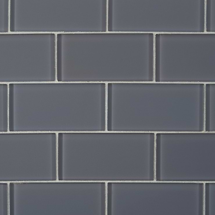 Loft Ash Gray 3x6 Polished Glass Subway Wall Tile