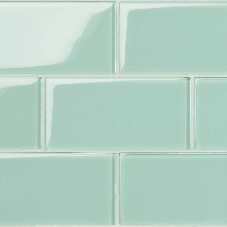 Loft Spa Green 3x6 Polished Glass Subway Tile for Wall