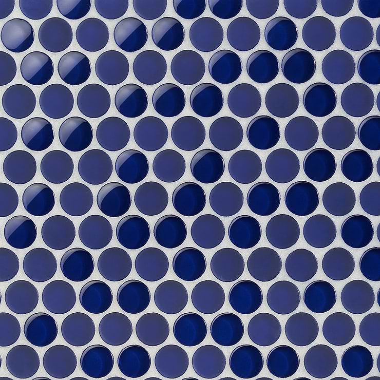 Loft Royal Blue Penny Round Glass Tile