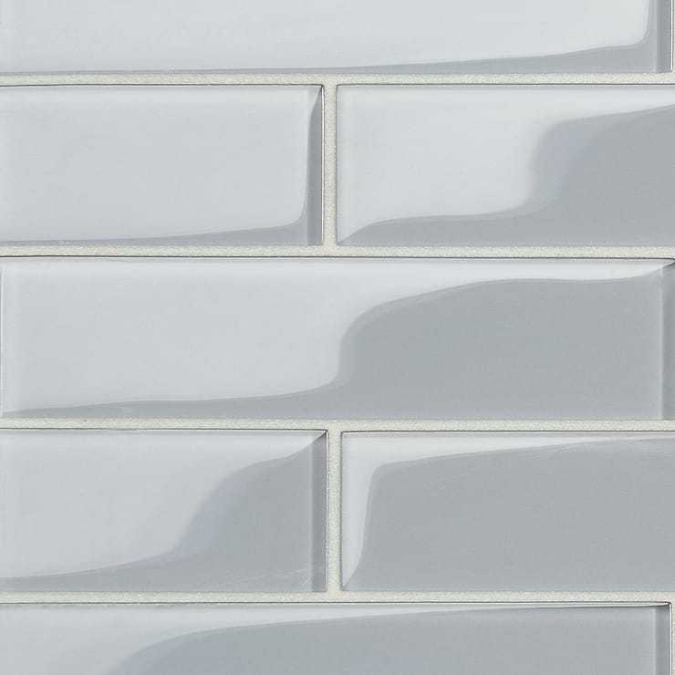 Loft Aspen Aura Gray 2x8 Polished Glass Subway Tile