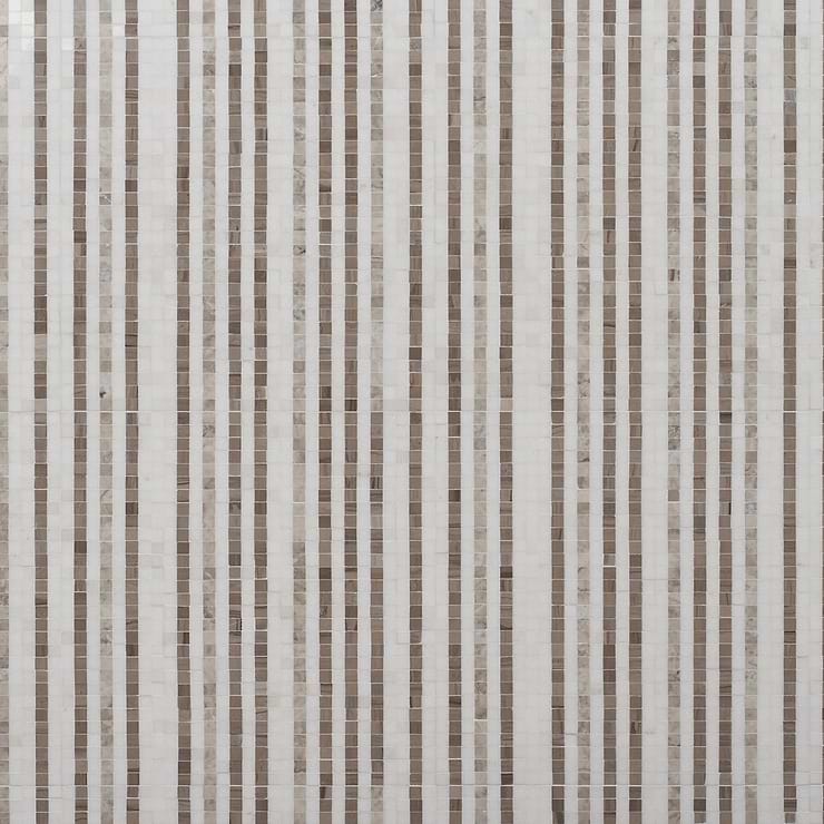 Microsaic Lines Storm Beige Polished Marble Mosaic Tile