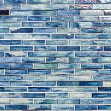 Artwave  Beach Blue Iridescent 1x4 Polished Glass Mosaic Tile
