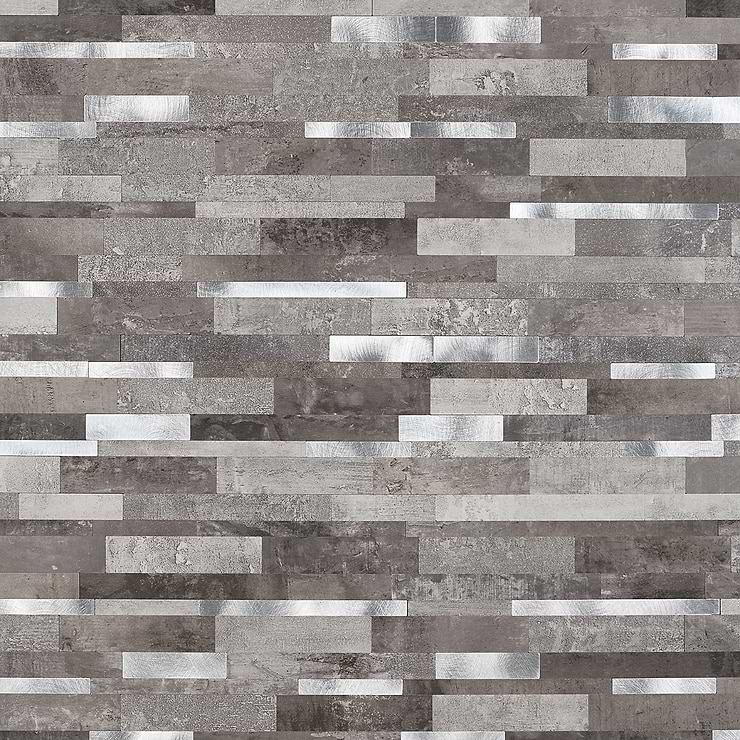 Metalway LPS Cement Gray Solid Core Peel & Stick Self Adhesive Metallic Look Matte Mosaic Tile