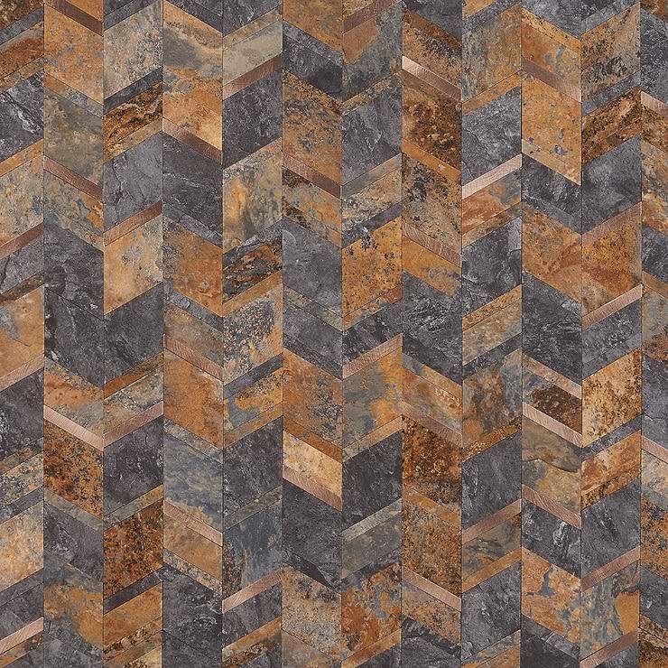 Tether Bronze Chevron Solid Core Peel & Stick Self Adhesive Slate Look Mosaic Tile