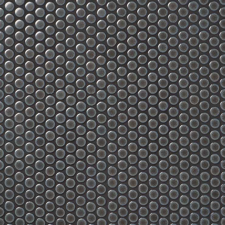 Nirvana Iris Rimmed 1" Penny Round Polished Gray Porcelain Mosaic