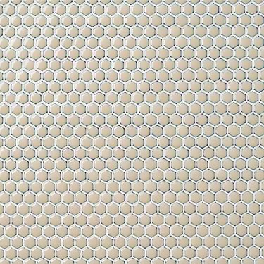 EDEN 2.0 Latte Rimmed 1" Hexagon Polished Ceramic Mosaic - Sample