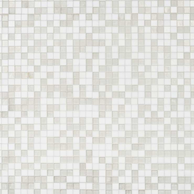 Ohana Small Squares Oxygen White 1x1 Glass Mosaic