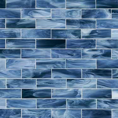 Bespoke Cloud Blue 2x6 Brick Polished Glass Mosaic